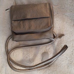 Silver Leather Shoulder Bag